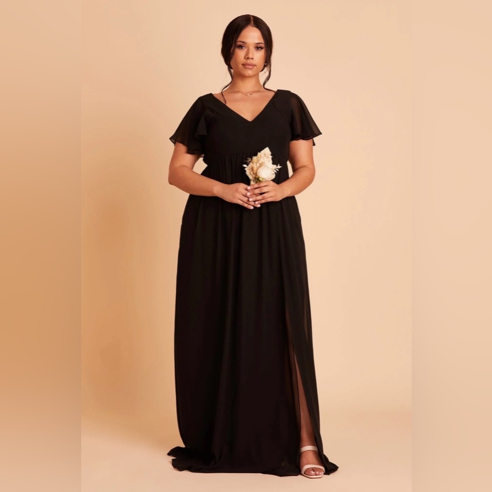 Birdy Grey Hannah Black V-Neck Flutter-Sleeve Maxi Dress